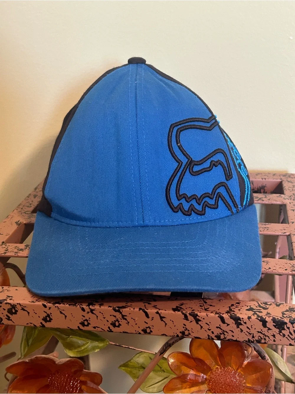 Fox Racing Flex 45 Flexfit Hat Youth OSFM Two Tone Blue Black Embroidered Cap